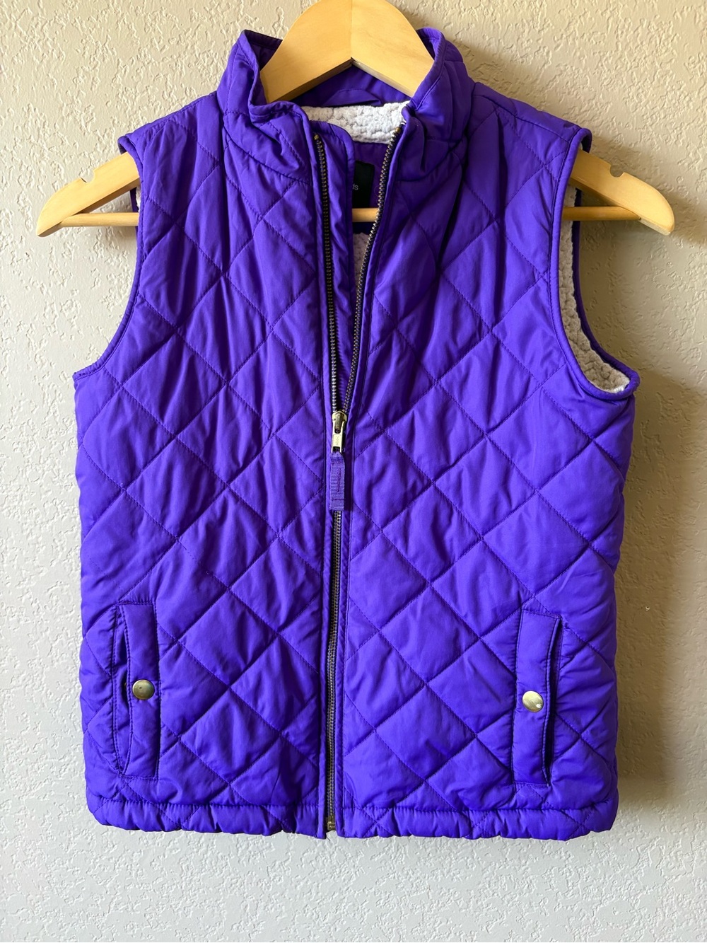 Gap Kids Girls Large Purple Puffy Zip up Vest Quilted